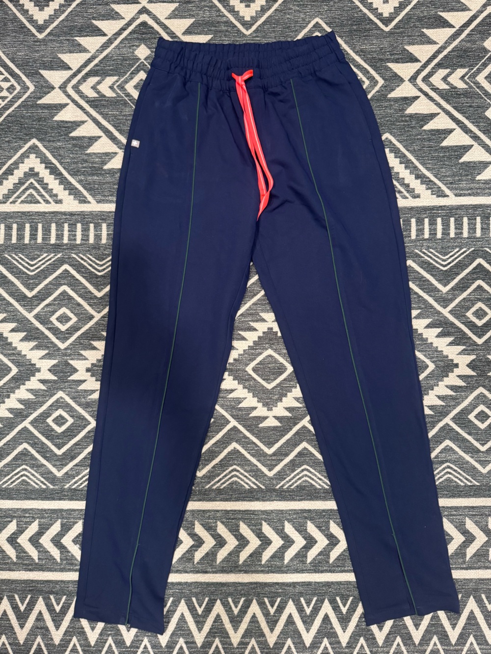 Figs scrubs women’s limited edition navy pants with Green Piping